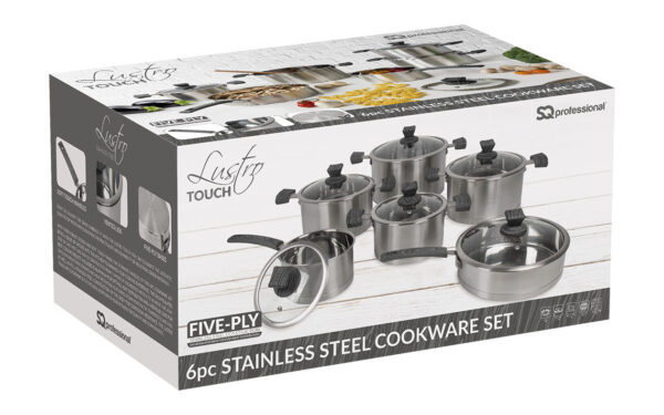 SQ LUSTRO 6PCS STAINLESS STEEL COOKWARE