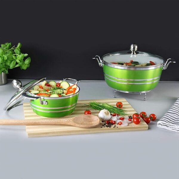 SQ DIE-CAST STOCK POT 5SET WITH TEMPERED GLASS LID