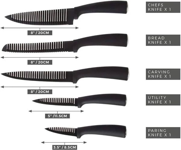 TOWER 5 PIECE GROOVED KNIFE