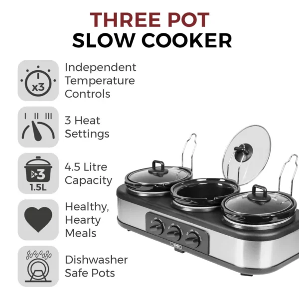 QUEST 3POT SLOW COOKER & BUFFET SERVER